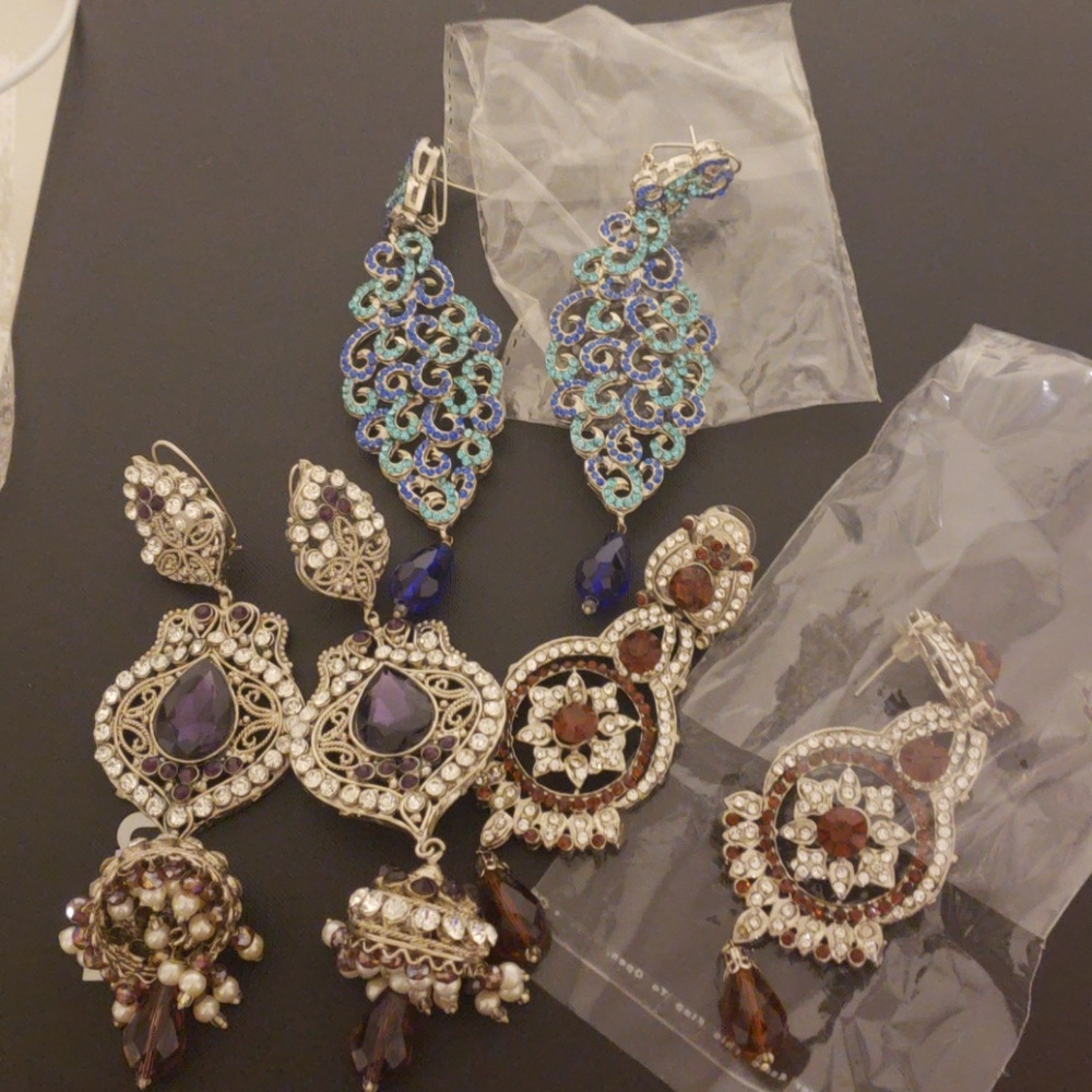 Fancy stones long earings $20 each